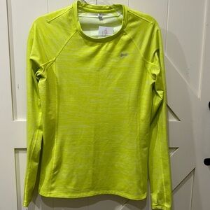 Under Armour Heathered Lime green athletic top with thumb holes. Size medium